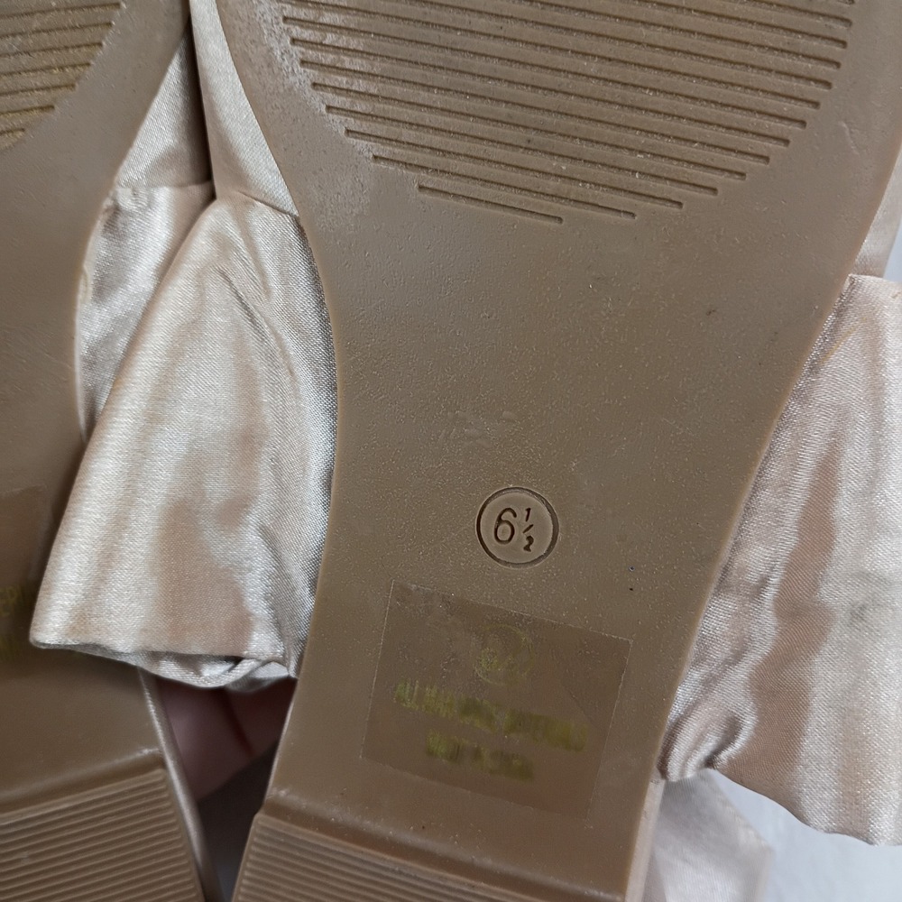Lulus Mule Flats Womens 6.5 Champagne Satin Bow Pointed Toe Slides - Picture 5 of 7